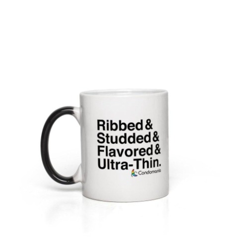 Condom Mug - 'Ribbed & Studded & Flavored & Ultra Thin' - 11 oz