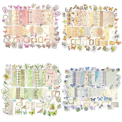 OKUPAN Vintage Floral Scrapbook Paper & Journaling Stickers 