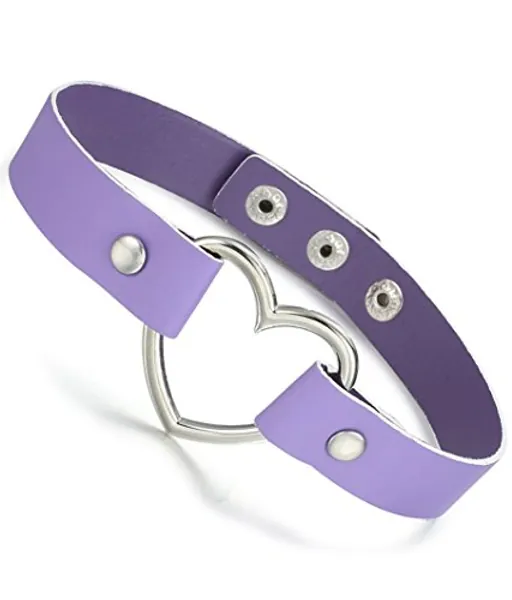 FIBO STEEL 1-4 Pcs Womens Leather Necklace Choker Necklace Heart Punk Goth Style Adjustable