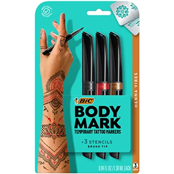 BIC BodyMark Temporary Tattoo Marker, Henna Vibes, Assorted Colors, 3-Count - Amazon Vine