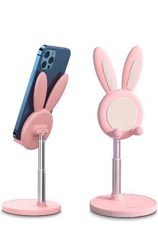 OATSBASF Cute Phone Stand, Adjustable Bunny Phone Stand for Desk, Thick Case Friendly Phone Holder Stand, Compatible with iPhone, Kindle, iPad, Switch, Tablets, All Phones (Pink)