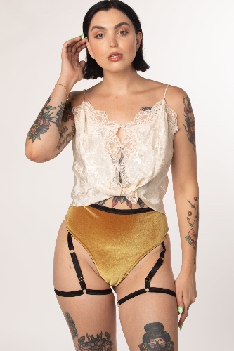 RTS DAGGER VELVET HARNESS THONG UNDERWEAR | XS