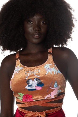 RTS 69 TEARZ PRINTED VELVET PIROUETTE TOP | XS