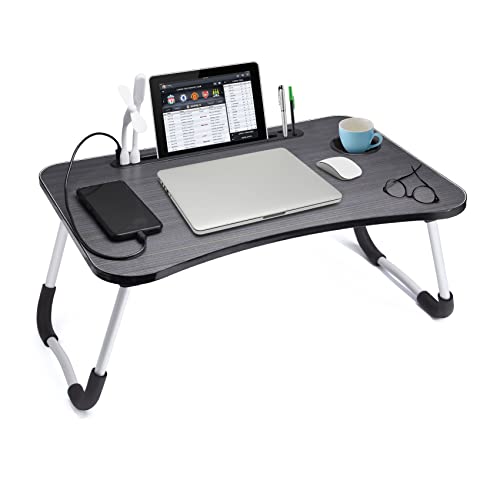 Slendor Laptop Desk Foldable Bed Table Folding Breakfast Tray Portable Lap Standing Desk Notebook Stand Reading Holder for Bed/Couch/Sofa/Floor - Black