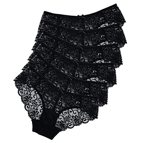 Sunm Boutique Womens Underwear Invisible Seamless Bikini Lace Underwear Half Back Coverage Panties - Small - Black