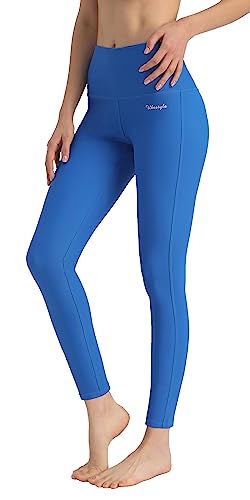 Ubestyle UPF 50+ High Waist Women's Swim Pants Swim Leggings Swimming Tights Rash Guard Pants Sun Protective - Small - Royal Blue