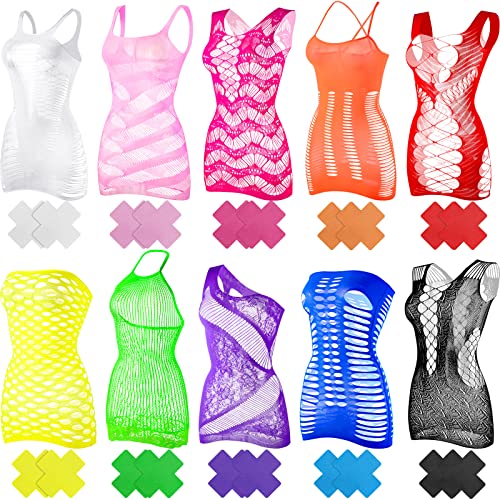 Haysandy Women Lingerie Chemise Mini Dress Bodysuit X Shape Boobs Cover - Multicolored