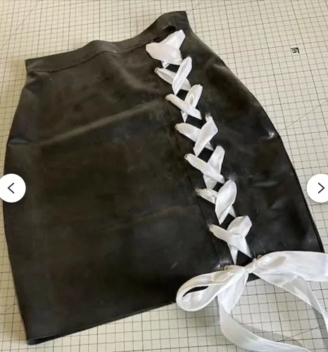 Lace up latex mini skirt