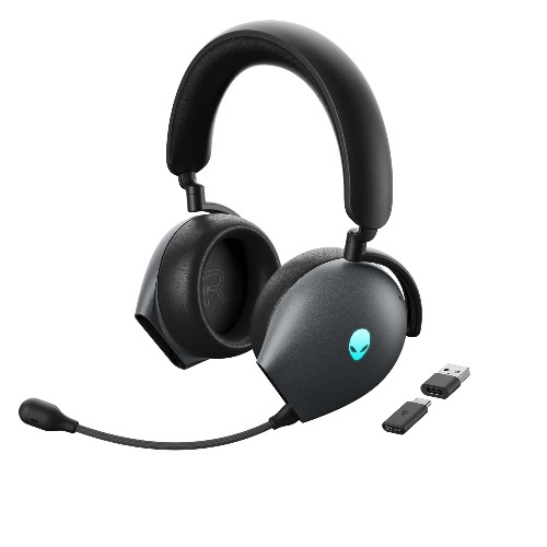 Alienware AW920H Tri-Mode Wireless Gaming Headset - Dolby Atmos Virtual Surround Sound, Active Noise Cancelling, AI-driven Noise-Cancelling microphone, USB-C Wireless Dongle - Dark Side of the Moon - Dark Side of the Moon Large Headset