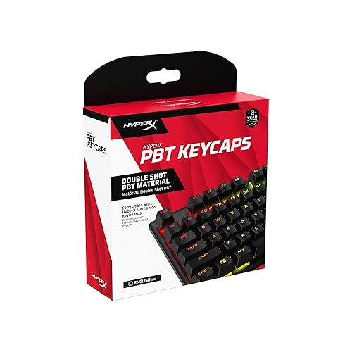 HyperX PBT Keycaps – Full Key Set, Double Shot PBT Material, English (US) Layout, 104 Keys – Black - Black