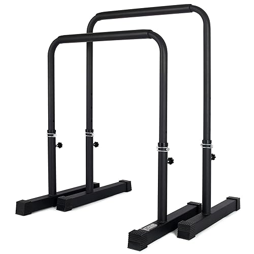 POWER GUIDANCE Dip Bar, Dip Stand Station for Full Body Strength Training, Adjustable Height 30Inches - 38.6Inched, 3 Colors Available - Black
