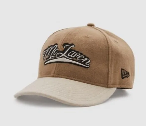 McLaren F1 Wool Blend Embroidered Baseball Cap in Camel/Ecru