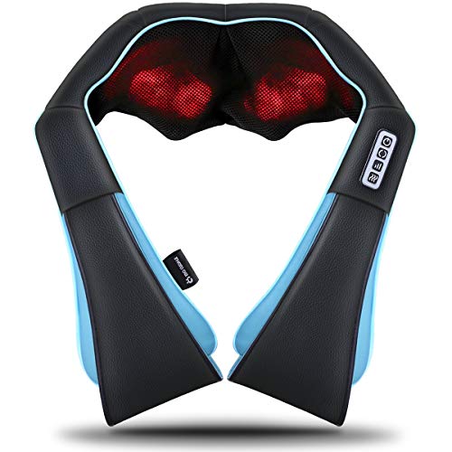MoCuishle Neck Massager with Heat, Shiatsu Back Shoulder Massager, Gifts for Women, Men, Mom, Dad, Her and Him, Electric Deep Kneading Massager for Neck Pain, Muscle Relief - Black