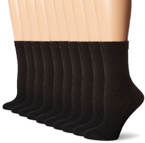 Hanes Women's 10-Pair Value Pack Crew Socks - 8-12 Black