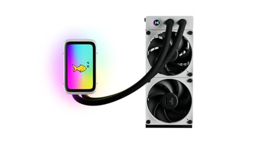 HYTE Thicc Q60-240mm AIO CPU Liquid Cooler with 5" Ultraslim IPS Display - Powered by Nexus Link - White/Black