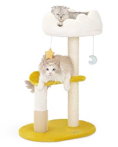 Happi N Pets Cloud Cat Tree, 31.5in Multi-Level Indoor Cat Tower with Scratching Posts, Viewing Perch, Removable & Washable Cushions, Cat Activity Tree with Dangling Toy - 31.5"