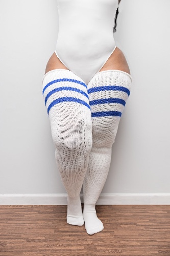 White & Blue Stripes - Long 35 Inches