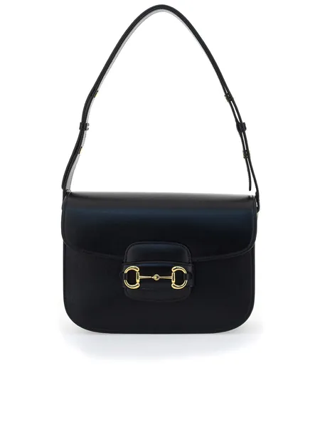 Leather shoulder bag with iconic horsebit