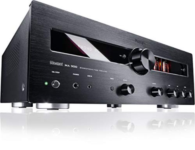 Magnat MA 900, schwarz - robuster Stereo Hybrid-Verstärker mit hochwertiger Aluminium-Front und hoher Ausgangsleistung für perfekten Stereoklang - Schwarz