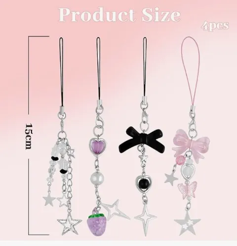 Lot 4 breloques pour téléphone