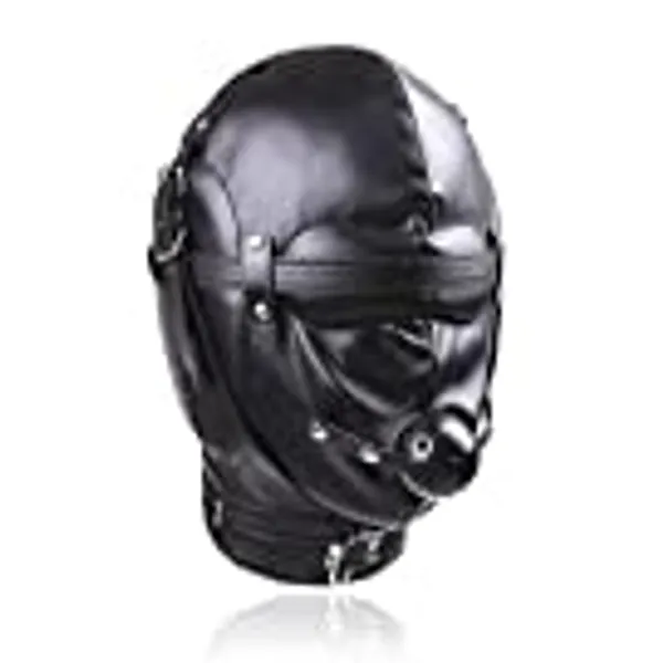 ZYAM Leather Böňd-ḁ-g-Ḕ fḔtïsh m-ḁṤ-k, mouth gḁg Ball, lockable leather ḔyḔ m-ḁṤ-k, adult Ḉ-Ṏ-ù-plḔs ṤM S-Ḕ-x T-Ṏ-ys, elasticity èrötïc full fḁcḔ