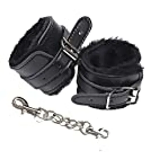KuTi Kai PU Leather Soft Plush Wrist Bracelets Handcuffs 2020 (Black)