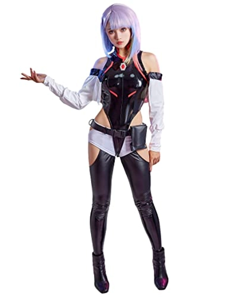 Cosplay.fm Women’s Cosplay Costume PU leather Bodysuit Set Anime Cosplay Outfit Punk Bodysuit