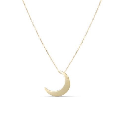 14K Gold Moon Necklace - 14K Yellow Gold