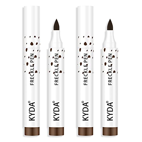 KYDA 2 Pcs Freckle Makeup Pen, Natural Lifelike Freckle Makeup Pen Magic Freckle Color, Waterproof Longlasting Soft Dot Sopt Pen, for Natural Effortless Sunkissed Makeup-Dark Brown - 2 Count (Pack of 1) - C-Dark Brown