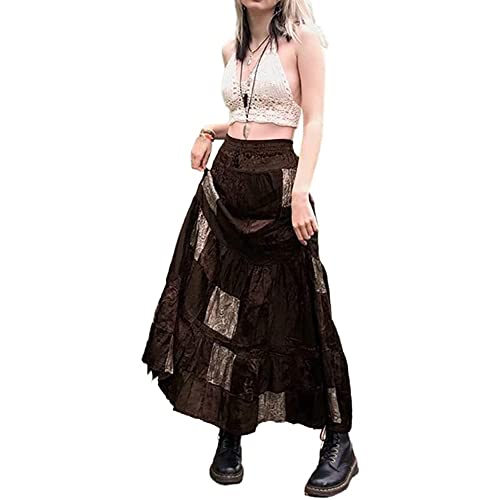 Grunge Fairycore Clothes Alt Aesthetic Peasant Skirt 90s E-Girl Harajuku Cottagecore Boho Hippie Indie Dress - Medium - E Patchwork
