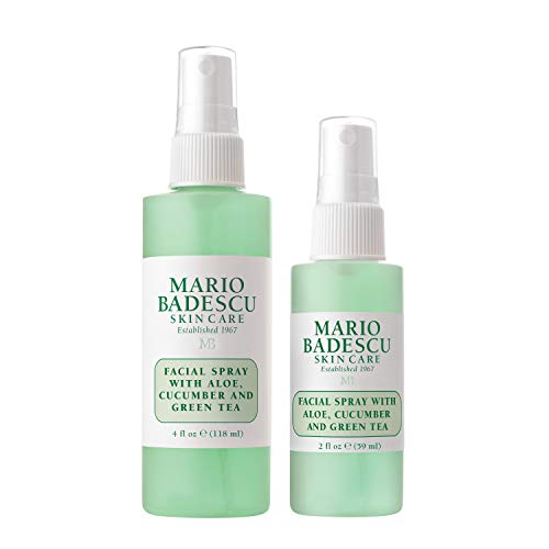 Mario Badescu Facial Spray with Aloe, Cucumber and Green Tea for All Skin Types, Face Mist that Hydrates & Invigorates - Combo 1 (4 Fl Oz + 2 Fl Oz)