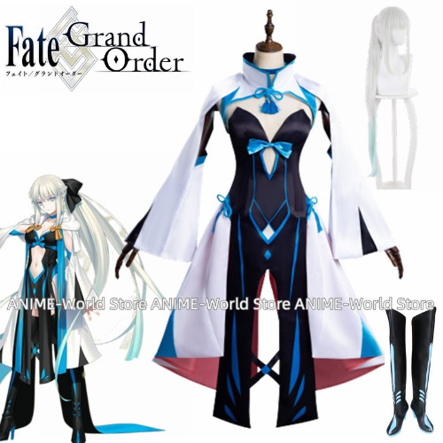 Anime Fate Grand Order FGO Morgan Le Fay Cosplay Costume Outfits Wig Crown Headdress Prop Halloween Carnival Suit Custom Size