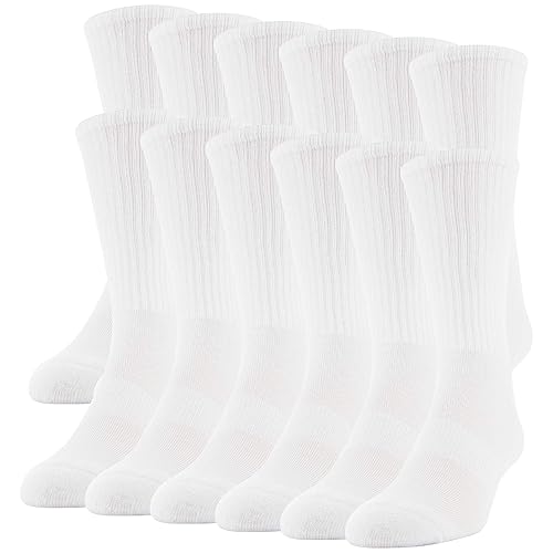 Gildan Men's Performance Crew Socks, 12 Pairs - Large - White