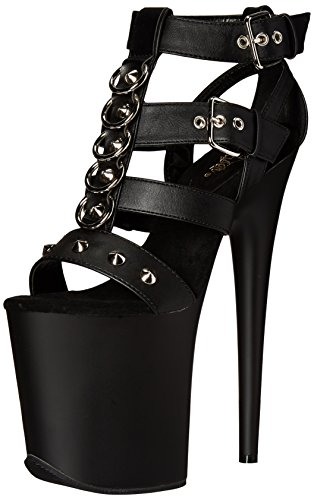 Pleaser FLAMINGO-858 Blk Faux Leather/Blk Matte - 4 UK - Blk Faux Leather Blk Matte