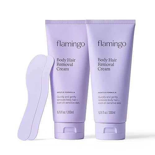 Flamingo Body Hair Removal Cream with Spatula Applicator, Gentle Formula, Safe for Sensitive Skin, 6.76 fl oz, Pack of 2 - Body