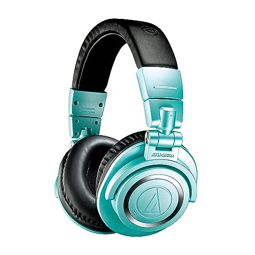 Audio-Technica ATH-M50xBT2IB Wireless Over-Ear Headphones, Ice Blue - Ice Blue - Bluetooth Wireless - Headphone