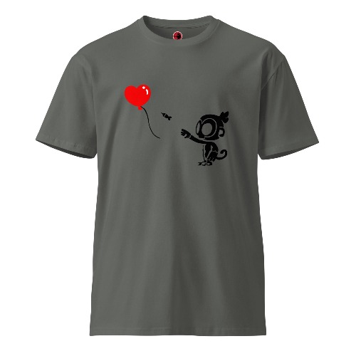 Monkey With Bloon Premium Shirt (Unisex) | Charcoal / M
