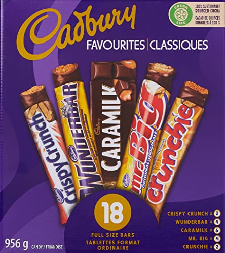 Cadbury 18 Full Size Assorted Chocolate Bars, 936g, Caramilk, Mr Big, Crispy Crunch, Crunchie, Wunderbar, Imported from Canada - Chocolate - 2.06 Pound (Pack of 1)