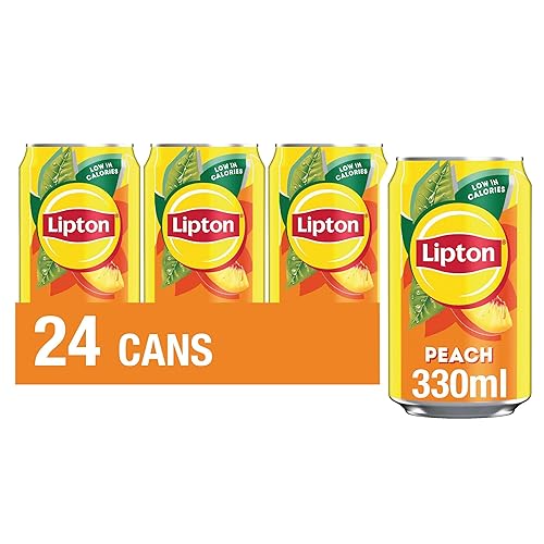 Lipton​ Peach Ice Tea Can 330 ml​ (Pack of 24), low calorie​ soft drink​, 100% black tea extract​ - Peach