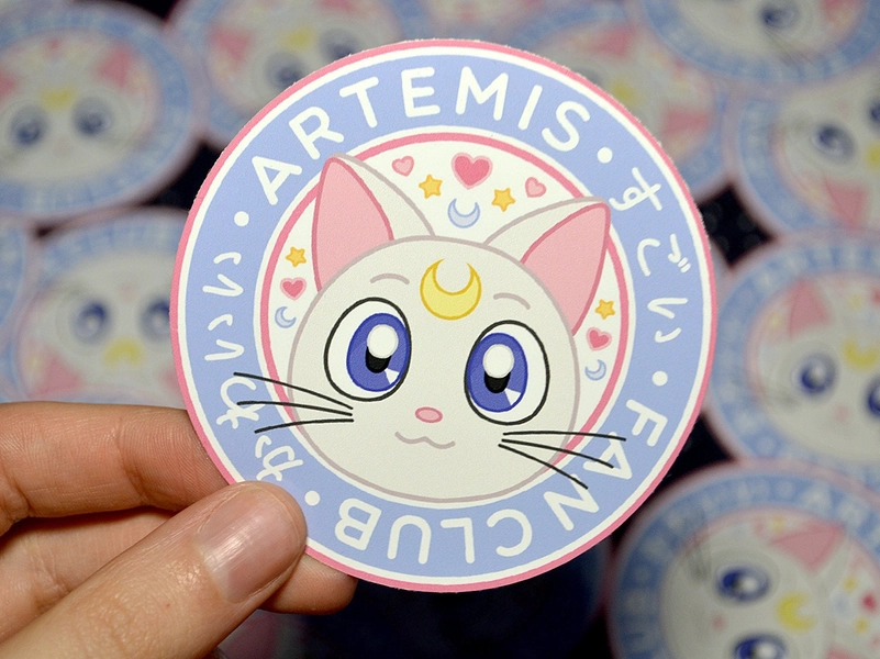 Vinyl Sticker, 'Artemis Fan Club' 8cm - Sailor Moon, Sailor Venus, Kawaii, Sugoi, Hiragana, Decal, Cat, Anime, Fun, Sticker, Gift