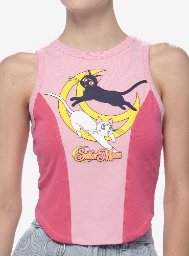 Sailor Moon Cats High Neck Crop Girls Tank Top