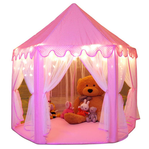 Monobeach Princess Tent Girls Large Playhouse Kids Castle Play Tent with Star Lights Toy for Children Indoor and Outdoor Games, 55'' x 53'' (DxH) - 