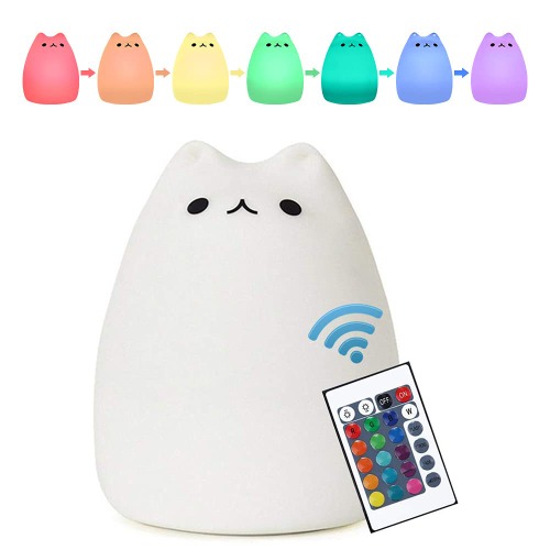 VteePck Cat Lamp Cat Gifts for Cat Lovers Cat Night Light for Kids | Cute Kawaii Night Lights Nursery Nightlight Toys with Remote Control LED Rechargeable for Baby Bedroom Decor |Cat Stuff for Girls - Celebrity Cat With Remote Control