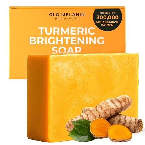 Glo Melanin Organic Turmeric Soap for Dark Spots, Turmeric Soap for Face, All Natural Turmeric Face Wash - 5.5 Ounce (Pack of 1)