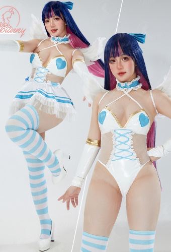 Stocking Derivative Sexy Lingerie Set V-neck Mesh Bodysuit and Skirt with Wings Sleeves Cosplay Costume