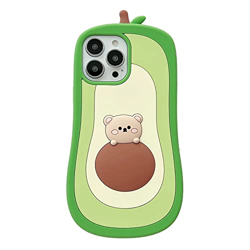 Cute Cartoon Bear Avocado iPhone 14 Pro Max Case
