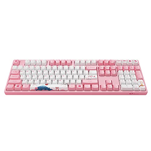 Akko World Tour Tokyo 108-Key R1 Wired Pink Mechanical Gaming Keyboard, Programmable with OEM Profiled PBT Dye-Sub Keycaps and N-Key Rollover, Mac/Win Compatible (Akko Cream Blue Switch) - Akko Cream Blue