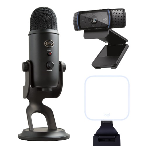 Blue Microphones Yeti, Logitech C920 HD Pro and Logitech For Creators Litra Glow - Webcam, lighting and microphone combo, for video conferencing, work from home, Zoom, PC and Mac