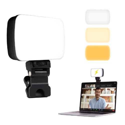 Rechargeable Video Conference Lighting Kit, Adjustable Portable Laptop Lighting with Clip, 3 Light Modes & 10 Dimmable Brightness Levels, for Online Meeting, Live Streaming, Makeup, Remote Working