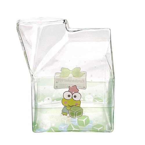 Keroppi Kawaii Glass Milk Carton Cup